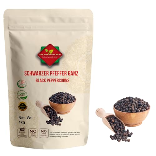 Schwarzer Pfeffer | Schwarze Pfefferkörner (1 kg/35 27 oz) | Ganzer schwarzer Pfeffer |100% natürlich | Authentisch | Keine Zusatzstoffe | Keine Konservierungsstoffe | Nicht gentechnisch verändert