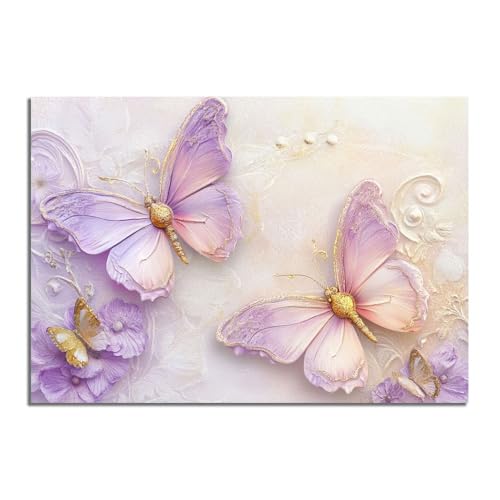Toile papillon violet or TERUEA 70x100cm pour raviver un mur blanc triste de chambre