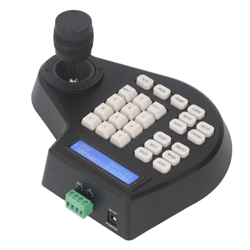PTZ Camera Keyboard, PTZ Camera 3D Joystick Controller with RS485 Bus Interface, PTZ Joystick Controller LCD Display Control Device for Analog CCTV PTZ Dome Camera (US Plug
