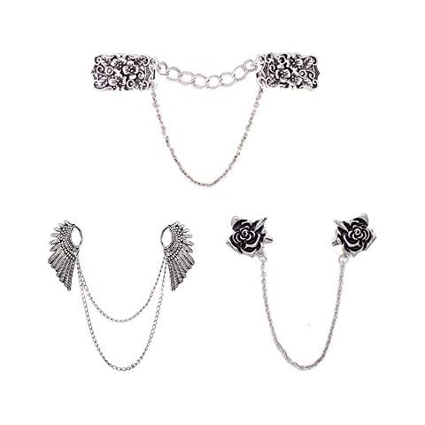 SEVENSTONE 3 Pieces Sweater Shawl Clips Faux Pearl Brooch Pins Retro Double Cardigan Dresses Collar for Women Girls Cover