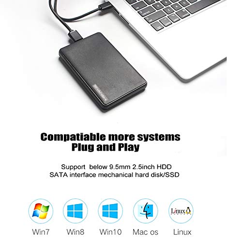 USB C External Hard Drive Enclosure, SNANSHI 2.5\" Hard Drive Enclosure USB C 3.1 to SATA III 5Gbps for 2.5\" SATA SSD HDD 9.5mm 7mm Hard Drive Case Housing with UASP, Tool-Free Design