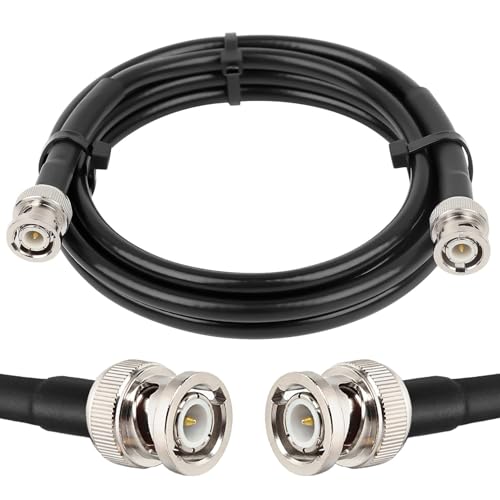 Cable BNC RG 59,  BNC Macho a BNC Macho, Impedancia de 75 ohmios, Apto para la transmisión de señales de vídeo y Audio de Alta frecuencia, Negro, 2 Metros