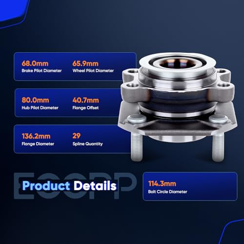 Image of ECCPP 2-Piece 513297 Wheel Hub Bearing for Nissan Sentra 2007-2012 | 4 lugs w /ABS Sensor Pre-Greased Sealed