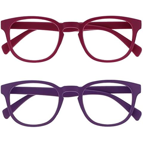 Opulize Pop Pack 2 Gafas de Lectura Retro Redondas Bisagras Resorte +2,50 Cover