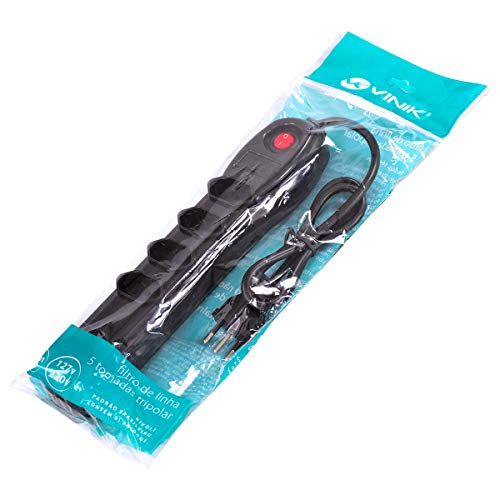 FILTRO DE LINHA 5 TOMADAS PP 3X0, 75 0, 75M FL5T EMBALAGEM PLÁSTICA, VINIK, 30141