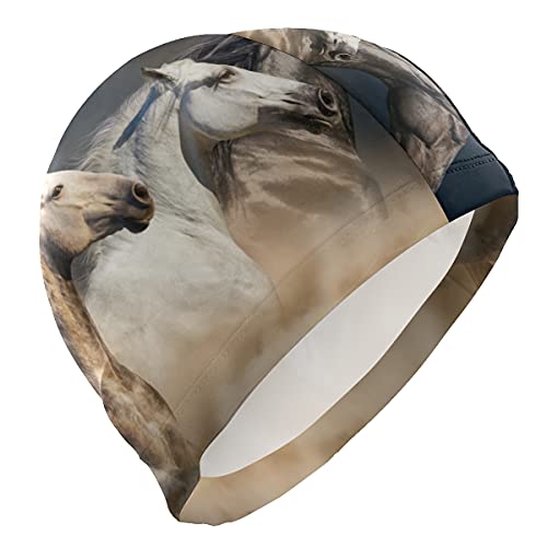 Hupery Horse Swim Cap Easy Put On/Off Swimming Caps Long Hair Short Hair Swim Caps for Adult Youth Women Men