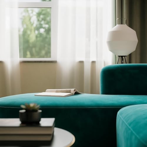Image of Modern Classic L Shape Sectional Sofa Set, Chesterfield Style 4 Seater Sofa Set with Pillows for Living Room, Bedroom and Office and Hallway Colour (L-Shape Left Chaise Teal Green)