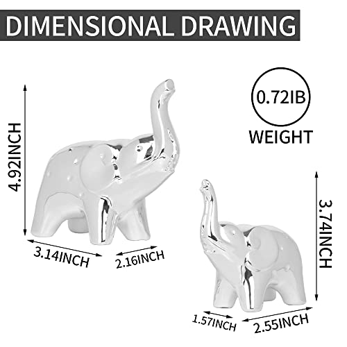 prosfalt A Pair Elephant Statue Home Decor,Modern Style Figurines,Sculpture for ​Office Desktop Bookshelf Living Room (Ceramics Silver)