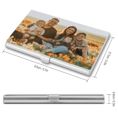 Personalized Business Card Holder with Photo, Custom Aluminum Bussiness Card Case Design Your Own Name Text Logo Slim Portable Business Card Wallet Meaningful Gift for Dad Mom Colleague, White4