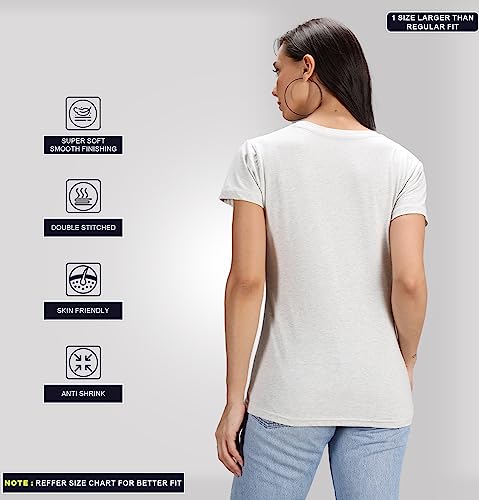 Image of Sleepynuts Women Boyfriend Plain Round Neck Half Sleeve T-Shirt