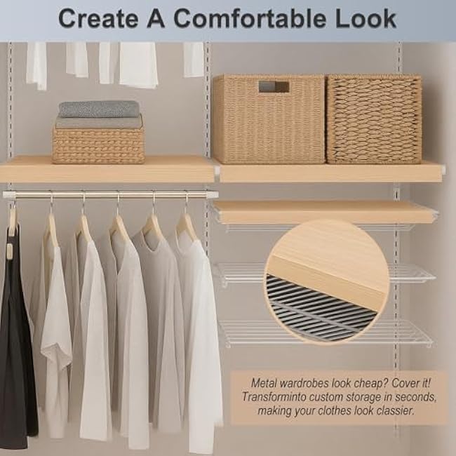 Waterproof PVC Imitation Wood Wire Shelf Cover 1 Sets, Easy to Cut Customizable Rack Covers for Pantry/Pantry/Closet/Laundry Room(LxW-50inx16in)