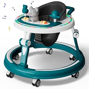 StarAndDaisy 360° Baby Walker 6-24 Months / 7 Level Height Adjustment Walker for Kids Boy and Girl with Intergrated RGB Lights, Switchable Food & Musical Toy Tray/Premium Baby Activity Walker