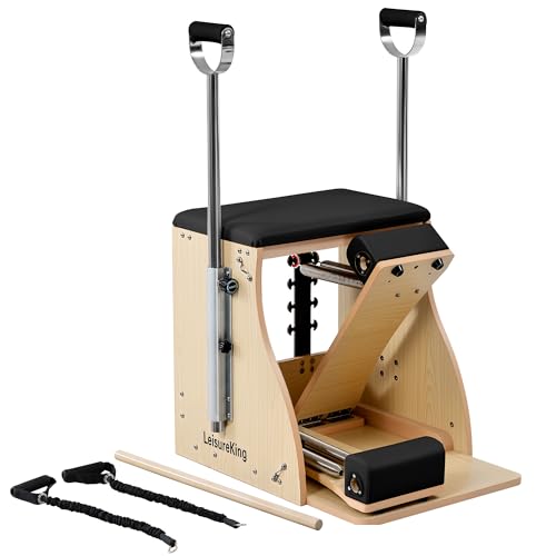 Pilates Combo Chair for Home Workouts, Wunda Chair with 5-Level Handles, Split Pedals, Resistance Bands, for Studio, Gym, Pilates Workout, Rehabilitation Exercises, Easy Assembly