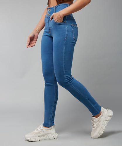 Image of Dolce Crudo Women's Skinny Fit High Rise Regular Length Stretchable High Waist Denim Jeans