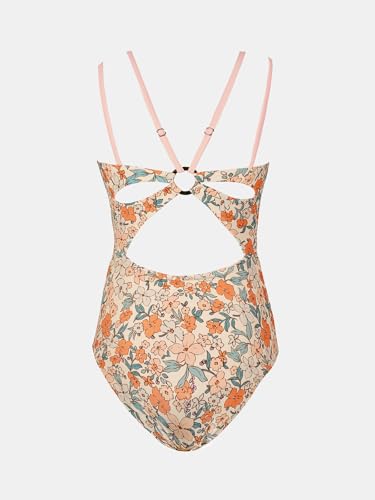 Image of CUPSHE Women's V Neck One Piece Cutout Tummy Control Swimsuit | Double Adjustable Straps,Back Cutout,O Ring,Soft Removable Cups,Flattering Bathing Suit For Vacation And Beach