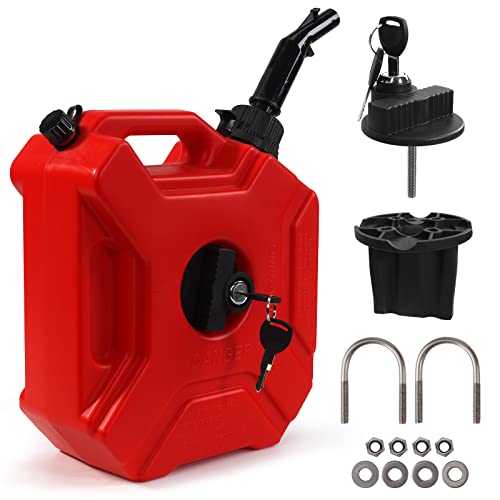 Transfer Tank Fits 5L/1.3 Gallon Tank With Upgraded Spout, Storage Transfer Device Adjustable Flow Rate & Automatic Closing for Car Motorcycle UTV SUV ATV Off Road Most Cars Red