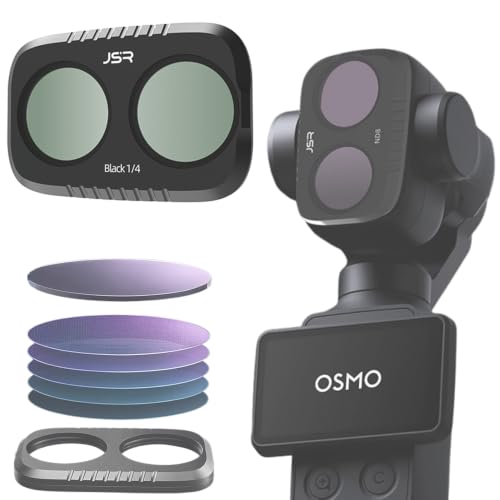 DJI Osmo Pocket 4P �Ή� �t�B���^�[/�����Y�t�B���^�[�Z�b�g ���w�R�[�e�B���O ���w�K���X �A���~�j�E�������t���[�� �����h�� (Black 1/4)
