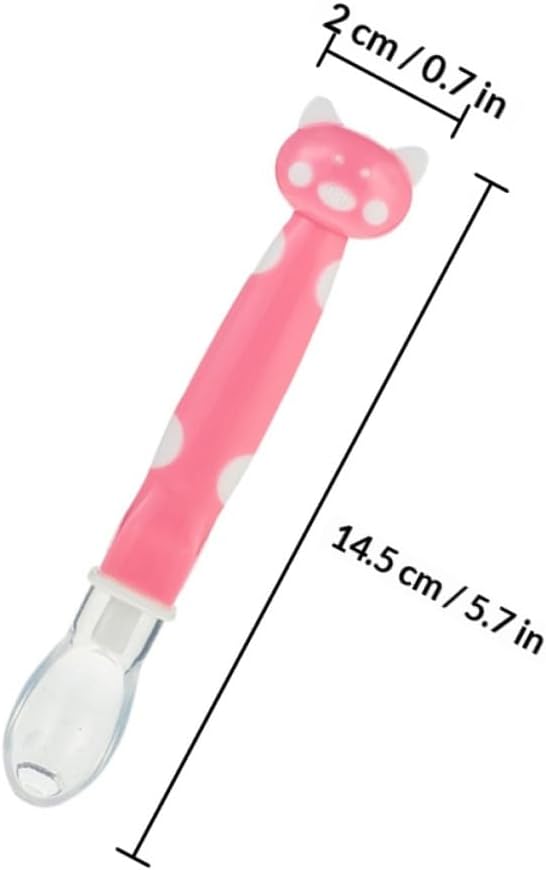 3Pcs Silicone Training Spoons for Newborns Soft Flexible Utensils with Teething Texture Feeding Tools in Pink Green for -feeding and Motor Skill Development