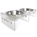 PetFusion SinglePod Dog & Cat Feeder [Acrylic w/Embedded Magnets; Extra 3rd SS Bowl]. (Short, Set of 2), 8 x 8 x 4 Each