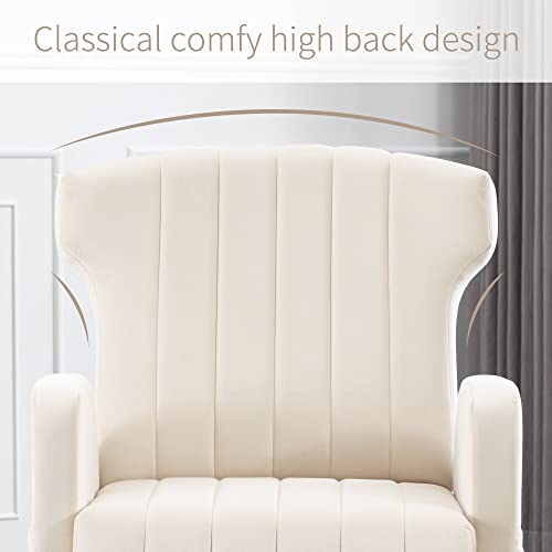 Villeston Accent Chairs Set Of 2 For Living Room Velvet High Back Comfy Armchair Single Sofa With Metal Legs For Bedroom Office, Beige #TOP2