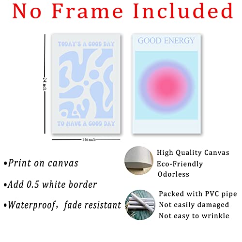 Aesthetic Posters Blue Gradient Aura Prints Spiritual Aura Painting Energy Canvas Wall Art Colorful Aura Poster Blue And Pink Artwork Angel Number Wall Art Spiritual Energy Posters 16X24Inx2 Frameless #TOP2