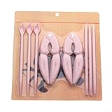 Juego de galletas de cangrejo con tenedores y cucharas para cangrejo real, cangrejo azul, langosta y nueces, herramientas de plástico para mariscos (rosa)