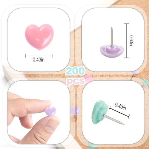 200pcs Push Pins for Cork Board,Tacks and Push Pins with Number,Map Pins Photo Thumb Tacks for Office School Wall Bulletin Board(Macaron)
