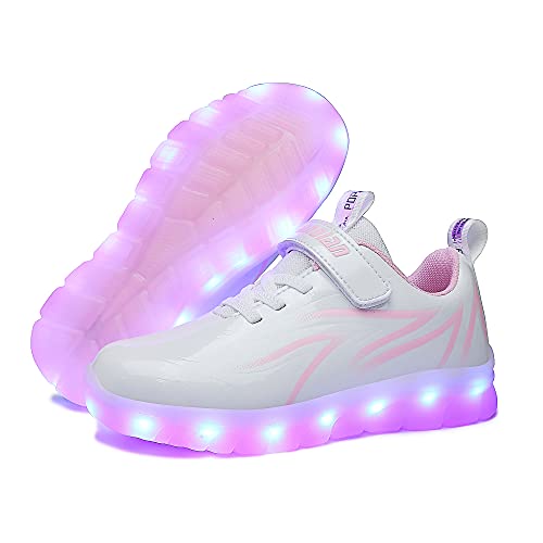 Axcer USB Carga LED Zapatos Ligero Transpirable Bajo 7 Colores Luminosas Flash Deporte de Zapatillas con Luces Los Mejores Regalos para Niños Niñas Cumpleaños de Navidad
