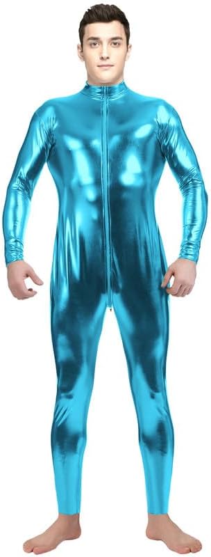 Men's and Women's Shiny Metallic Bodysuit Zentai Unitard Halloween Costume