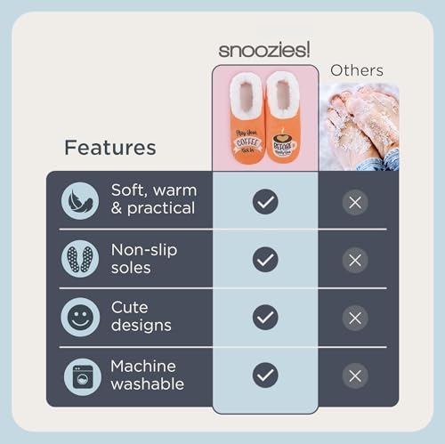Image of Snoozies Slipper Socks -Funny Quote House Slippers for Women, Non-Slip Fuzzy