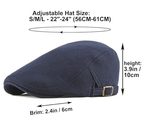 Image of Quanhaigou Men's Cotton Flat Ivy Gatsby Newsboy Driving Hat Adjustable Irish Cabbie Ivy Driving Hunting Cap