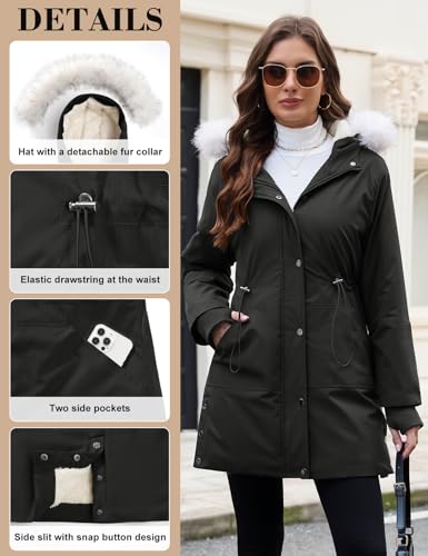 UMIPUBO Damen Winter Mantel Warmer Parka Lang Winterjacke Mit Kapuze Women’s Elegant Mantel Thermo Jacken