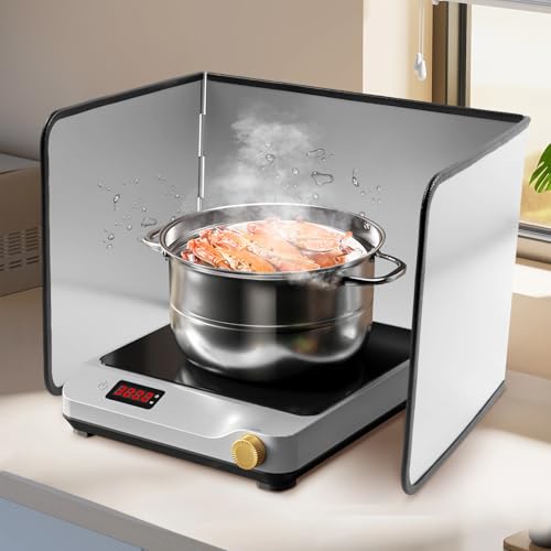 3 Sided Splatter Guard Nonstick 3 Sided Oil Splash Guard Insulation Board Foldable Anti Splatter Guard Stainless Steel Grease Splatter Screen for Cooking Frying Stove Top Wall Protector (S)