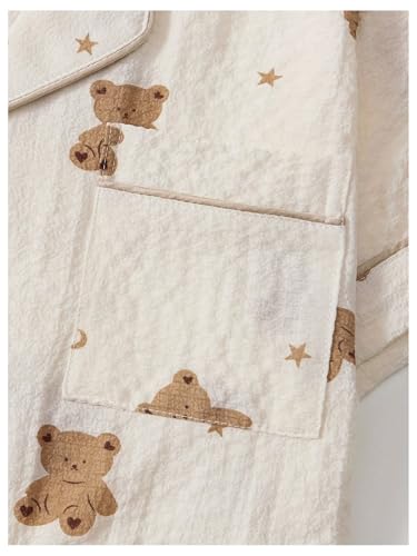 Verdusa Women's 2 Piece Pajama Sets Cute Printed Fall Pajamas Sleepwear Button Up Shirt with Pants Lounge Pjs4