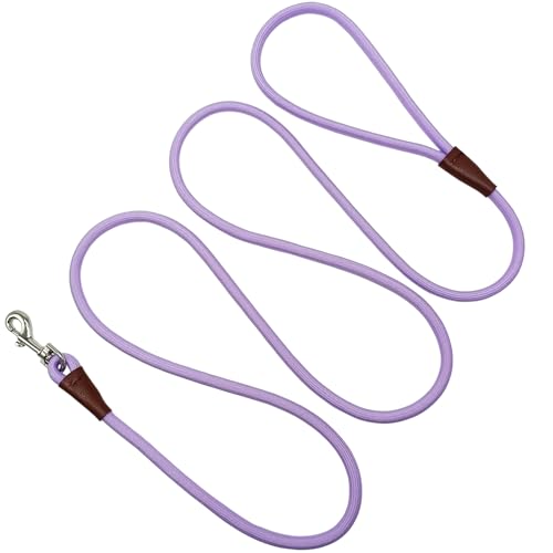 MayPaw Small Rope Dog Leash 6FT 8FT 10FT 1/4-in Lightweight Pet Leash for Small Dogs/Puppy/Cats Classic Colors Round Dog Lead(6ft*1/4 Purple)