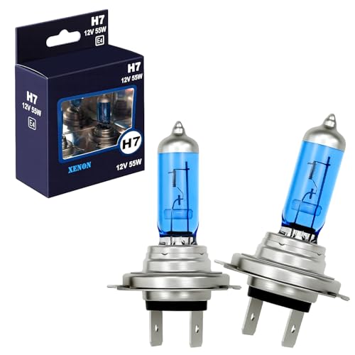 LIGHTWORLD24 Set da 2 lampadine alogene H7 PX26d – Xenon Look Blue White – 12 V 55 W – Anabbaglianti Ultra White