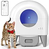 Fumoi Self Cleaning Litter Box, Automatic Cat Litter Box Self Cleaning Large Capacity for Multiple Cats, App Control with Safety Sensors, Removable Washable Liner,2 Rolls Garbage Bags,Grey