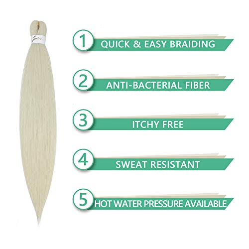 [Multi Packs Deal] Spetra Platinum Blonde Pre Stretched Braiding Hair Extensions 24 Inch - 8 Bundles Synthetic Crochet Braids 613 Knotless Natural Ez Box Braids Hair Professional Soft Yaki Straight #TOP2