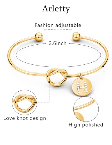 Image of Arletty Gold Initial Bracelets for Women - Adjustable Bangles Dainy Knot Cuff, Gold Letter Initial Jewelry for Women