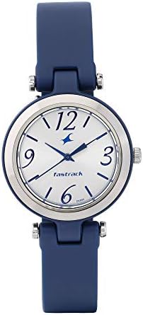 Fastrack Trendies Quartz Analog Silver Dial Blue Silicone Strap Watch for Girls - NT68015PP04