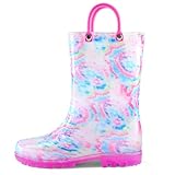 K KomForme Girls Boys Rain Boots Waterproof with Easy on Handles for Toddler/Little Kid/Big Kid