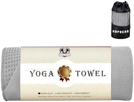 HAPBEAR Hot Yoga Towel - Non Slip Yoga Mat Towel with Grip Dot, Super-Absorbent, Soft Microfiber Towel for Hot Yoga, Pilates and Fitness