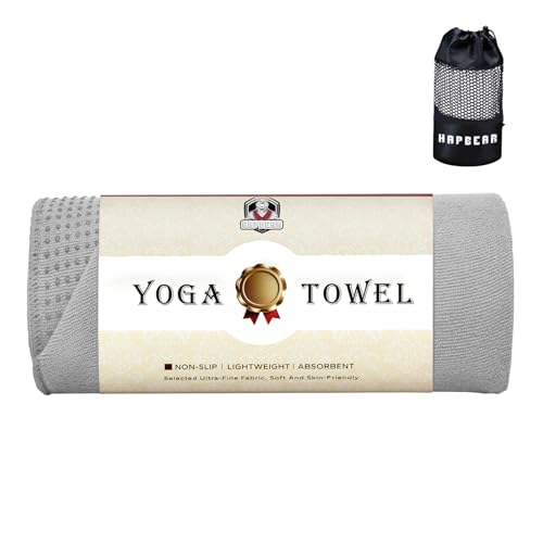 HAPBEAR Hot Yoga Towel - Non Slip Yoga Mat Towel with Grip Dot, Super-Absorbent, Soft Microfiber Towel for Hot Yoga, Pilates and Fitness