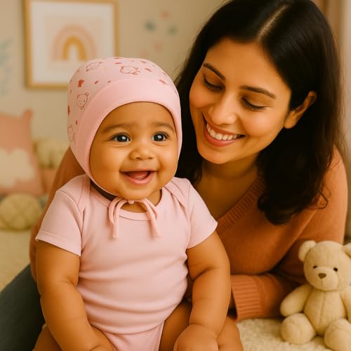 CUTE LANDINGS 0-3/3-6/6-9/9-12/12-18 & 18-24 Months New Born Baby Girls & Boys Finest Hosiery Cotton Double Layer Knot Caps Set/Infant/Hat/Toppi/Kan Topi/Clothes (Pack of 3)