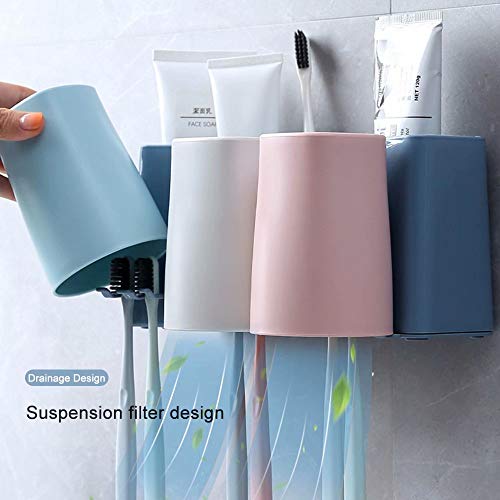 Toothbrush Holder, Wall Mounted Bathroom RV Accessories Organizer with 3 Cups for Electric Toothbrush Toothpaste Combs Razors Eyebrow Trimmers Facial Cleansers Storage