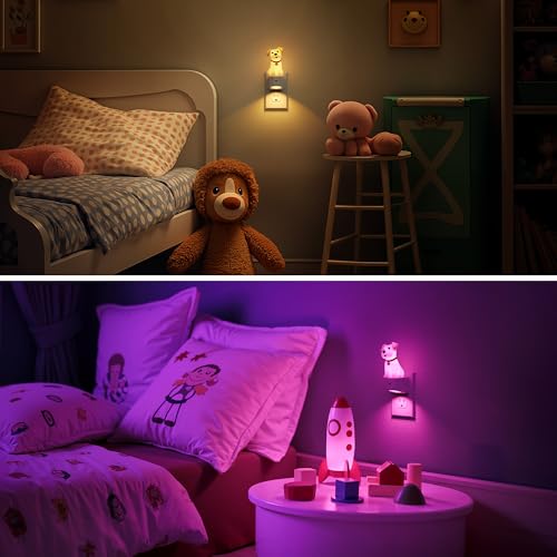 Image of L LOHAS LED Night Light for Kids,3D Cute Puppy Night Lights,Schnauzer with Dusk to Dawn Sensor, RGB+Soft White 3000K,Dog Night Light,Birthday Gift Nightlight for Kids, Room Decor,2Pack