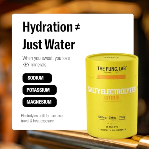 Image of The Func. Lab Daily Electrolytes - Salty Citrus Lemon | 30 Sachets | Instant Hydration Powder with Sodium, Potassium, Magnesium | Sugar-Free, No Preservatives | Instant Energy, Performance & Recovery Drink
