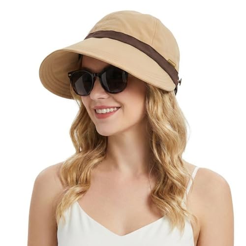 Image of SANNIDHI Summer Caps for Women Wide Brim Sun Hats Sun Visor Cap for Women Fashion Outdoor Lightweight Packable UV Protection Ladies Hat for Travel, Daily, Hiking, Golfing