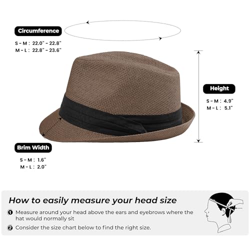 Image of Straw Trilby Fedora Hat for Men Women 1920s Panama Hat Short Brim Summer Beach Sun Hat with Band