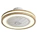 Ventilateur de plafond à LED avec télécommande lumineuse Modes d'éclairage 3 couleurs Ventilateurs dissimulés en acrylique invisible Lustre Caoutchouc Coque en bois Ventilateurs de plafond fermés semi